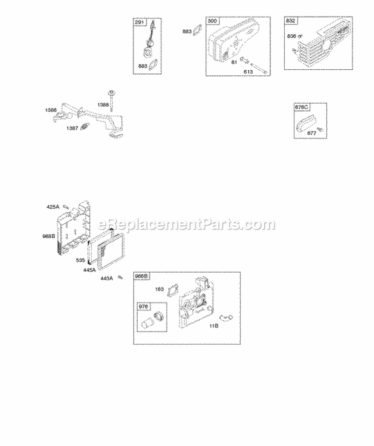 Air Cleaner Exhaust System Governor Spring Diagram and Parts List for 128T02-1337-B1  Briggs and Stratton Engine